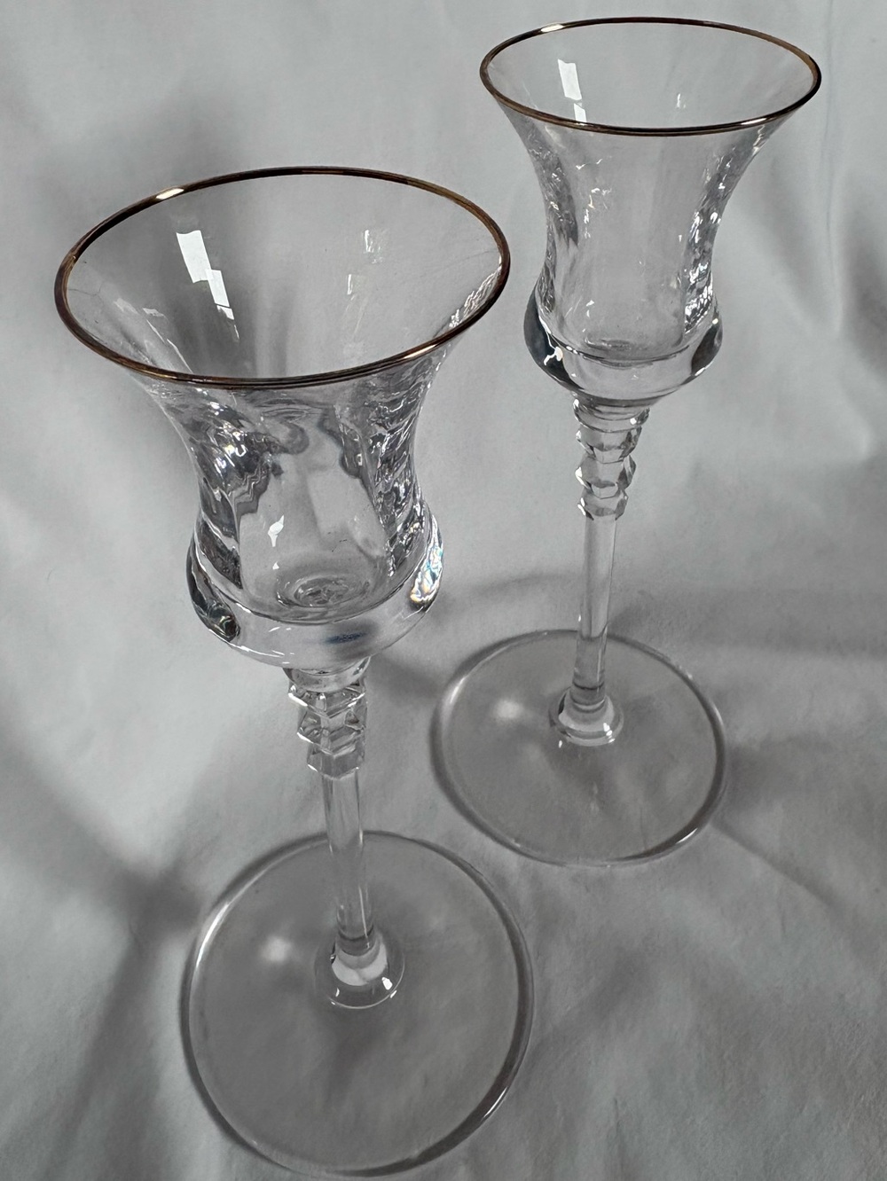 Mikasa Sonata Gold Crystal Taper Candle Holders Set of 2 w/ Box